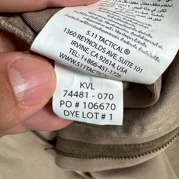 5.11 Tactical Edge Chino Pants Mens 32x30 Beige Straight Workwear - Picture 9 of 13